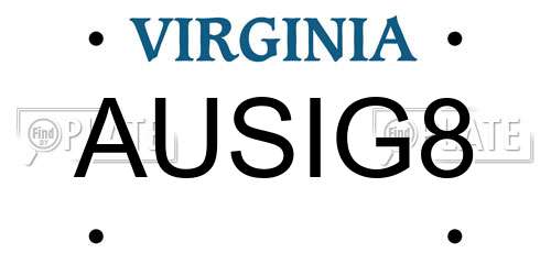 AUSIG8 Virginia License Plate