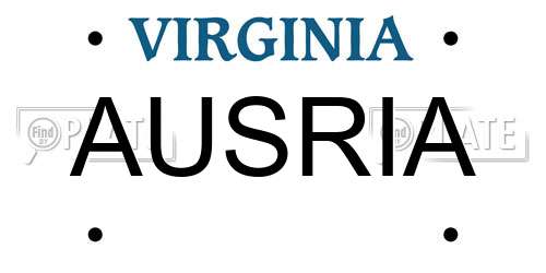 AUSRIA Virginia License Plate