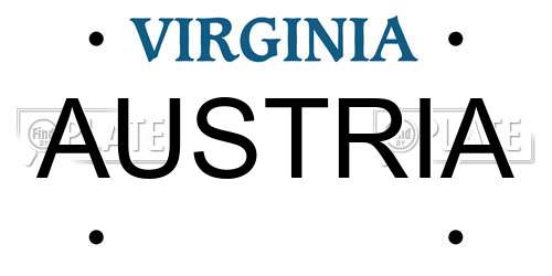AUSTRIA Virginia License Plate