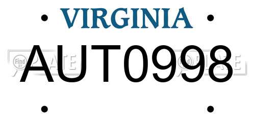 AUT0998 Virginia License Plate