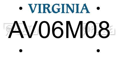 AV06M08 Virginia License Plate