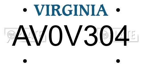 AV0V304 Virginia License Plate