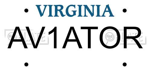 AV1ATOR Virginia License Plate