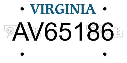 AV65186 Virginia License Plate
