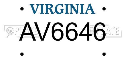 AV6646 Virginia License Plate