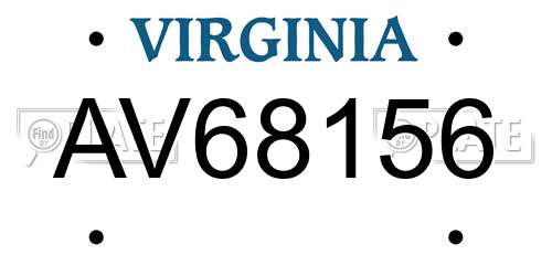 AV68156 Virginia License Plate