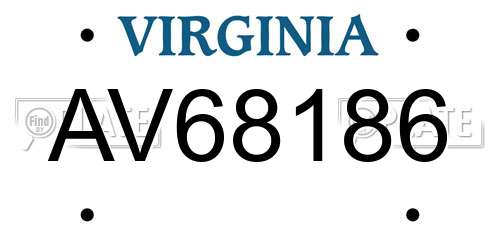 AV68186 Virginia License Plate