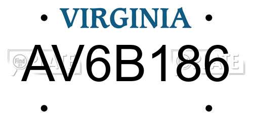 AV6B186 Virginia License Plate