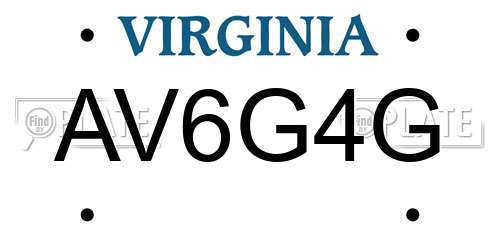 AV6G4G Virginia License Plate