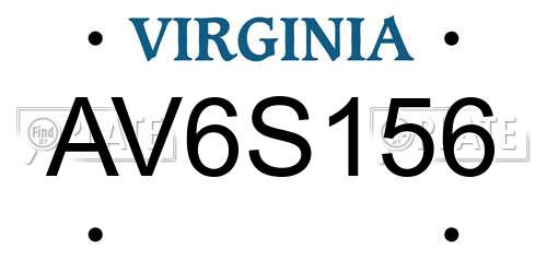 AV6S156 Virginia License Plate