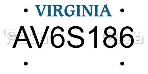 AV6S186 Virginia License Plate