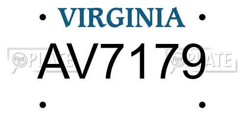 AV7179 Virginia License Plate