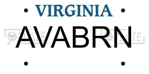 AVABRN Virginia License Plate
