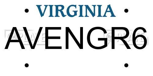 AVENGR6 Virginia License Plate