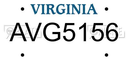 AVG5156 Virginia License Plate