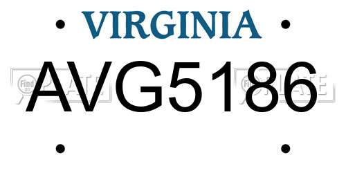 AVG5186 Virginia License Plate