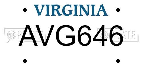 AVG646 Virginia License Plate
