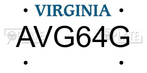 AVG64G Virginia License Plate