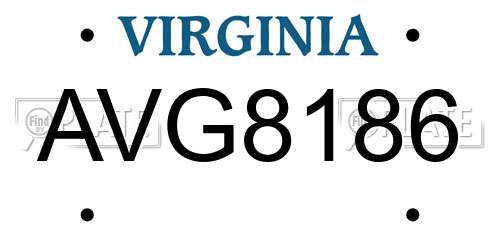 AVG8186 Virginia License Plate