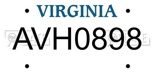 AVH0898 Virginia License Plate