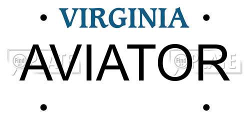 AVIATOR Virginia License Plate