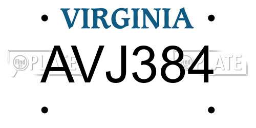 AVJ384 Virginia License Plate