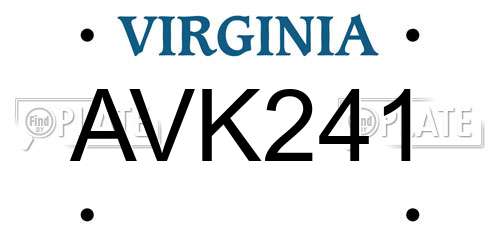AVK241 Virginia License Plate