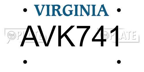 AVK741 Virginia License Plate