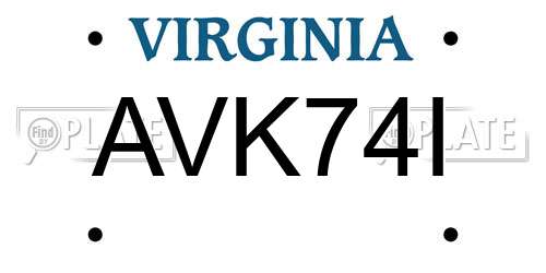 AVK74I Virginia License Plate