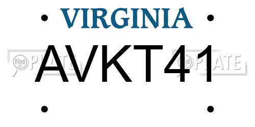 AVKT41 Virginia License Plate