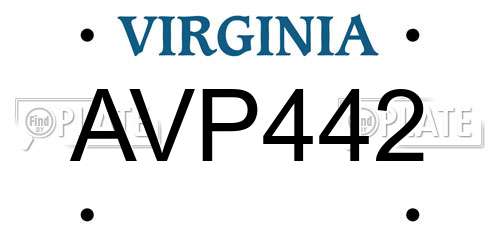 AVP442 Virginia License Plate