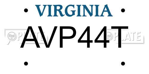 AVP44T Virginia License Plate