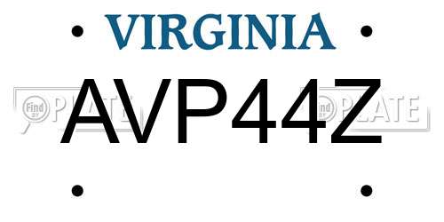AVP44Z Virginia License Plate