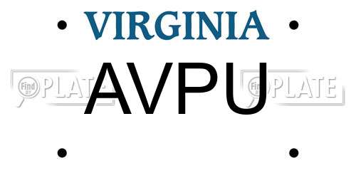 AVPU Virginia License Plate