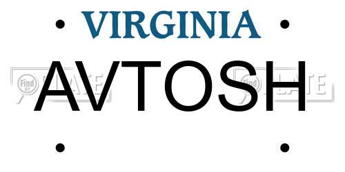 AVTOSH Virginia License Plate