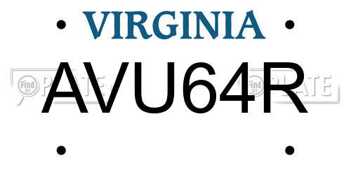 AVU64R Virginia License Plate