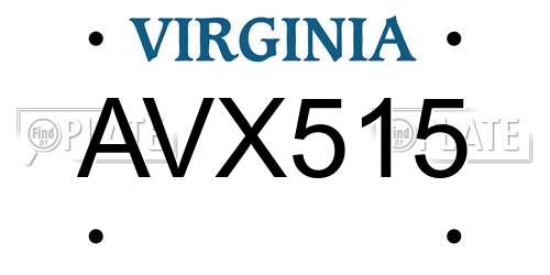 AVX515 Virginia License Plate
