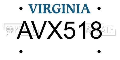 AVX518 Virginia License Plate