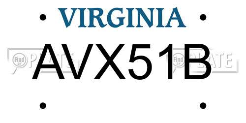 AVX51B Virginia License Plate