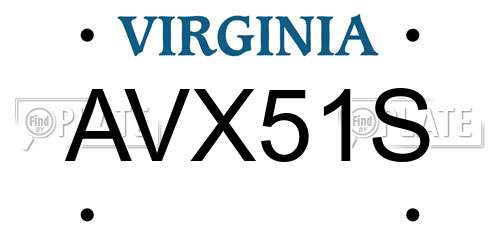 AVX51S Virginia License Plate