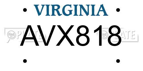 AVX818 Virginia License Plate