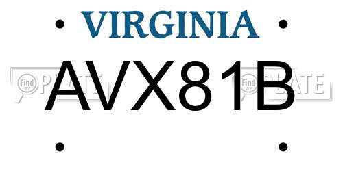 AVX81B Virginia License Plate