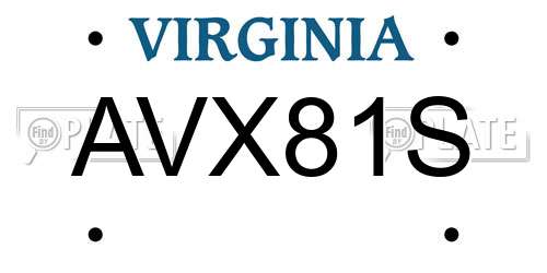 AVX81S Virginia License Plate
