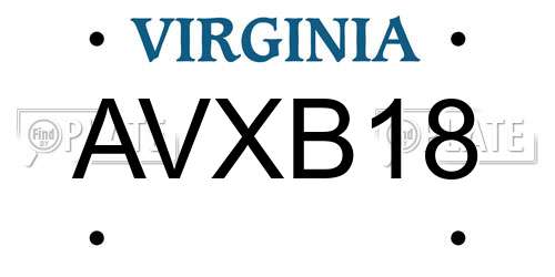 AVXB18 Virginia License Plate