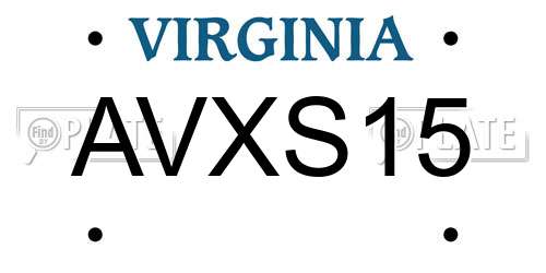 AVXS15 Virginia License Plate