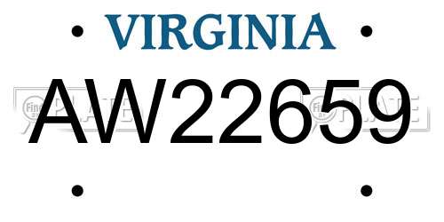 AW22659 Virginia License Plate