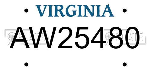 AW25480 Virginia License Plate