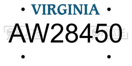 AW28450 Virginia License Plate