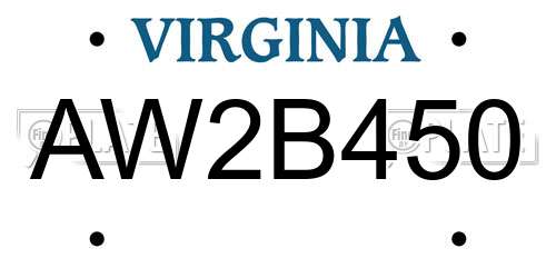 AW2B450 Virginia License Plate