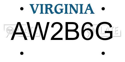 AW2B6G Virginia License Plate